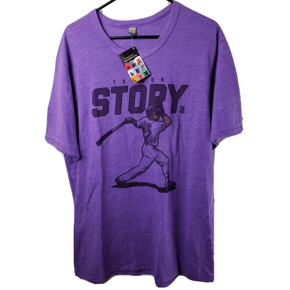 Trevor Story Colorado Rockies T-Shirt 500 Level Heather Purple 2XL